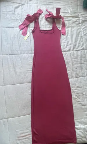 Summersalt Poplin Ribbed Tie Shoulder Dress thumbnail 4