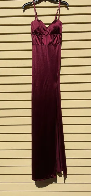 Macy's Maroon Satin Corset Body con Dress thumbnail 1