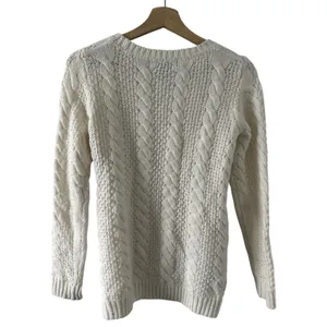 Forever 21 Cream Cable Knit Crew Neck Sweater Medium Light Academia Neutral thumbnail 2