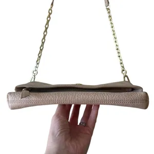 Tory Burch Pebbled Leather Foldover Crossbody‎ Tan Chain Bag thumbnail 6