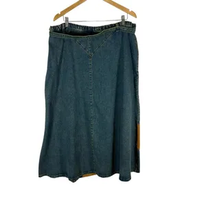 Vintage Y2K Jukebox Blue‎ Brown Maxi Skirt Velvet Boho Size 1X thumbnail 3