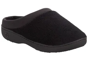 NWT Isotoner Indoor/Outdoor Slip-on Terry Satin Clog Slippers Black XL (9.5-10) thumbnail 1