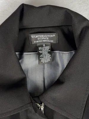 Worthington Works Zip Up Blazer Women’s 12 Black Biker Grunge Chic Nana Workwear thumbnail 5