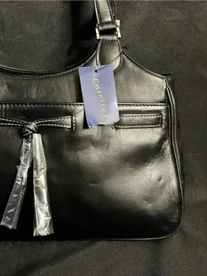Charter Club Women’s Classic Black Leather Tote Bow Accent NWT thumbnail 3