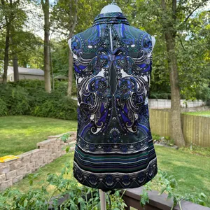 Laundry By Shelli Segal Paisley blouse Top - Blue and Black size 6 thumbnail 4