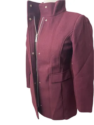 Vince Camuto Tailored Full Zip Snap Closure Pea Coat - Burgundy thumbnail 3