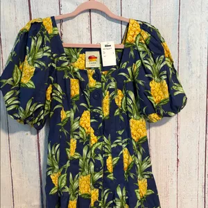 NWT FARM Rio Pineapple Print Linen Blend Minidress thumbnail 7