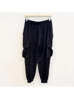 Susana Monaco Pants Size S Black Cargo Jogger‎ High Rise Jersey Model Off Duty thumbnail 12