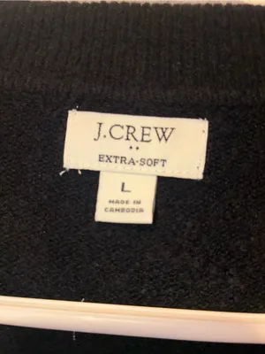 J. Crew women Black V-Neck Polo-Collar Sweater extra soft thumbnail 3