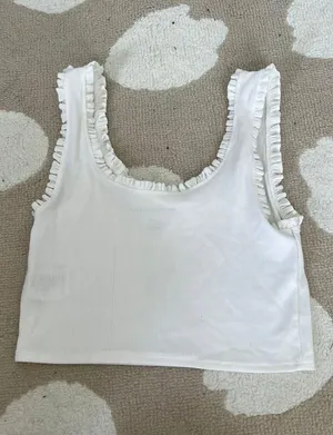 American Eagle ruffle strap cropped tank thumbnail 1