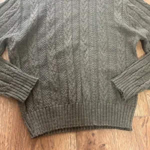 VTG 80s Olive Green Fisherman Knit Sweater USA Union‎ Made Womens M Chunky Knit thumbnail 3