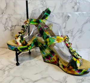 Women's Blowfish Guppy Love Multi-Color Wedge Sandals Size 6.5 thumbnail 1