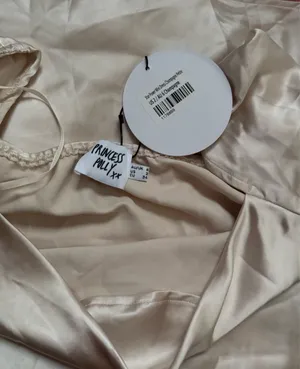 Princess Polly Satin Long Sleeve Mini Dress in Champagne thumbnail 5