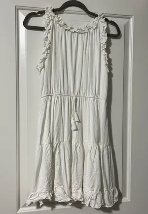 White Ruffled Sleeveless Dress thumbnail 1