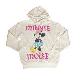 Disney Minnie Mouse White Hoodie Sweatshirt Women's Size S Pink Graphic Print thumbnail 1