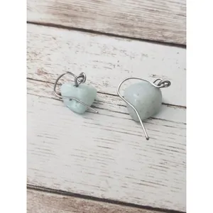 Vintage Earrings For Pierced Ears Light Green Stone thumbnail 3
