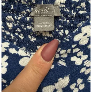 Aerie Cut Out Side Cropped Wide Leg Jumpsuit Blue Floral Women's Large Cutout L thumbnail 5