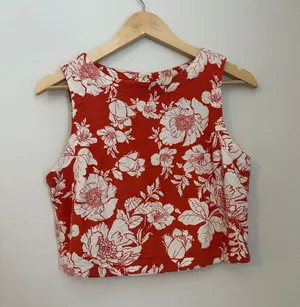 Old Navy Orange Floral Blouse thumbnail 1