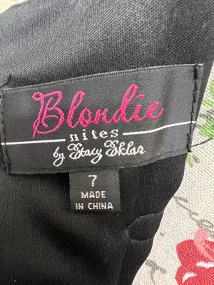 Blondie Nites Black and White Spaghetti Strap Prom Gown size 7 Junior thumbnail 6