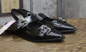 Wild Fable Womens Peyton Double Buckle Slingback Flats 90511436 Black 7M thumbnail 1