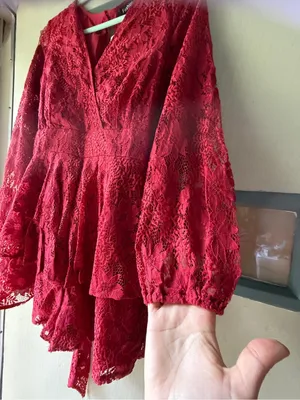 Fabletics Red Lace Long-Sleeve Romper thumbnail 2