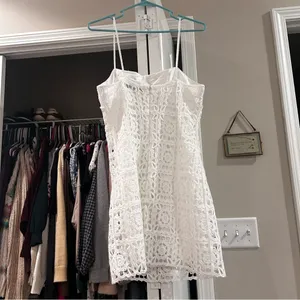Zara White Crochet Mini Dress thumbnail 11