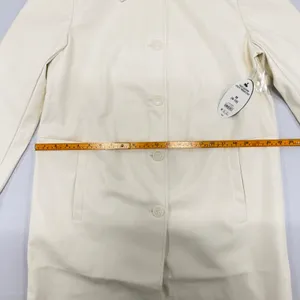 Scoop Cream Faux Leather Utility Trench Coat Womens Size M Longline Jacket NEW thumbnail 5