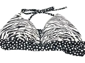 Victorias Secret Swimsuit Bikini Top Black White Animal Print Halter‎ Padded thumbnail 1