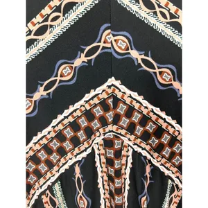 Free People Long Sleeve Geometric Print Mini Dress Black Rust‎ Front Zip Size M thumbnail 4
