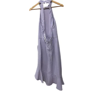 Aqua Lilac Crepe Scoop‎ Neck Ruffle Midi Dress Size 12 thumbnail 4