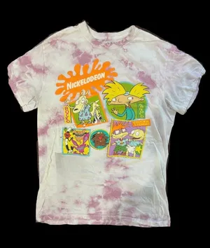 Nickelodeon Hey Arnold Tie-Dye White and Purple T-Shirt Tee Size S thumbnail 1