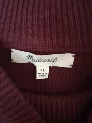 Madewell Cropped Ribbed Mockneck Sweater Plum XL NWT thumbnail 5