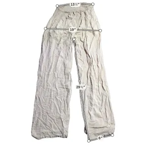 Paradise Island Beige Smocked Waist Linen Blend Wide Leg Pants‎ One Size thumbnail 3