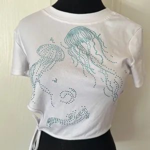 NWT CIDER JELLYFISH RHINESTONE CUT OUT SIDE TIE TEE thumbnail 2