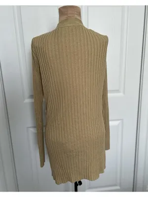 Mossimo Collarless Long Sleeve Open front Rib Knit Cardigan Gold Size S thumbnail 2