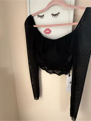 Black Mesh Corset-Style Crop Top TIC TOC Size Small Clubwear Maddy Euphoria thumbnail 2