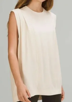 Lululemon White Opal Modal Pleated Shoulder Sleeveless Athletic Tank Top thumbnail 1