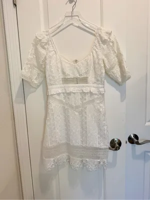 FOR LOVE AND LEMONS Amandine Mini‎ Dress Embroidered White Ivory Lace size XS thumbnail 5
