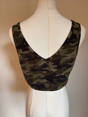 No Boundaries Camouflage Cropped Tank - Olive & Black thumbnail 4