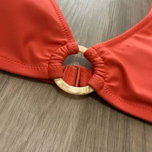 Aerie Tortoiseshell Ring Wide Straps Beach Scoop Bikini Top Sz L thumbnail 2