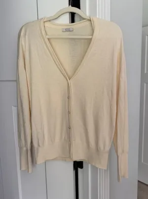 AYR Cardigan The Airport Cardi Sweater wool blend cream thumbnail 1