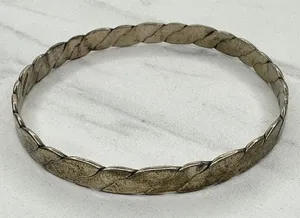 Vintage Mexico Flat Braided Bangle Bracelet Silver Tone ✨ thumbnail 1