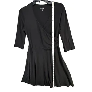 Garnet Hill Brianna Faux Wrap Knit‎ Dress Womens Size M Black Surplice Feminine thumbnail 9