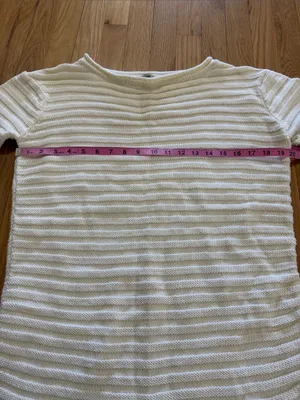 Barbour Pima Cotton Linsi Knit Cream Sweater Sz 12 thumbnail 3