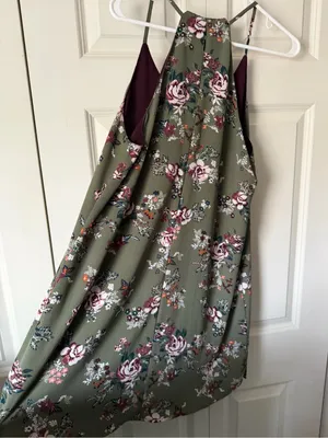 Tempted Burgundy Slip Dress with Olive Straps thumbnail 4