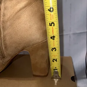 Women's High Heel Faux Suede Boots Block Heel Brown - Coutgo Size 11 New thumbnail 6