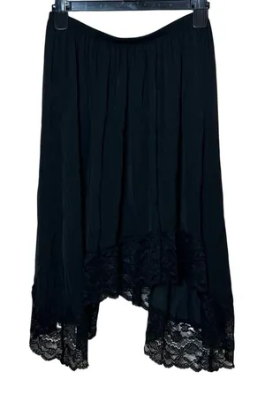 Whimsigoth Dark Romantic Aerie Black Lace Midi Skirt S Handkerchief Hem Goth thumbnail 1