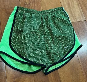 Nike‎ Dri-FIT Tempo Running Shorts Womens Neon Green Black Geometric XS thumbnail 1