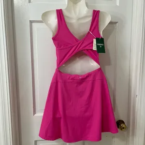 Halara SoftlyZero Airy U Neck 2 in 1 Pocket Mini Dress XS Pink Tennis Golf New thumbnail 2