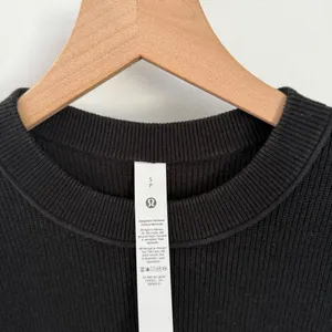Lululemon Small Take It All Cotton Blend Sweater Crew Rib Lounge Comfy Black thumbnail 4